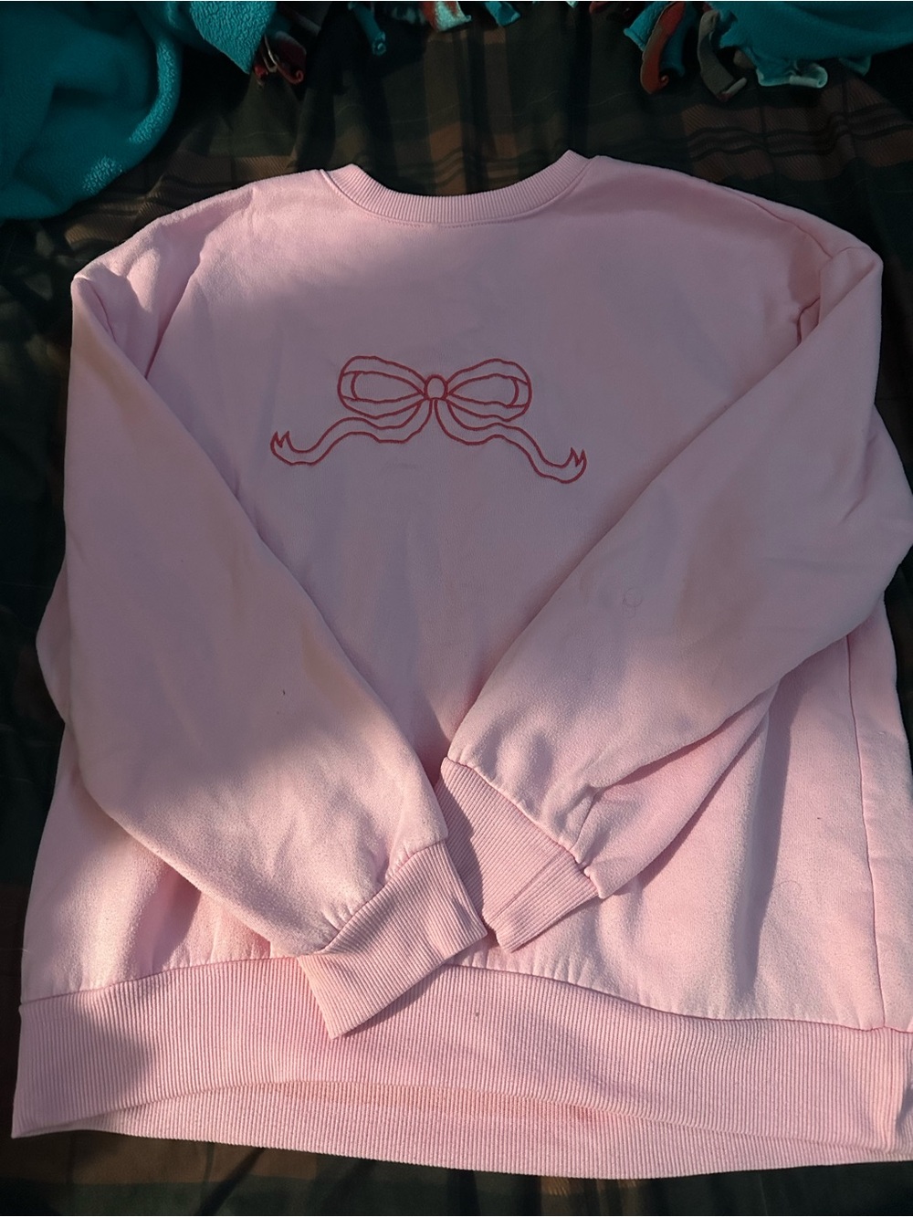 pink long sleeve bow top